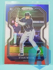 2021-22 Panini Prizm #89 Evan White Red White Blue Rookie RC Seattle Mariners
